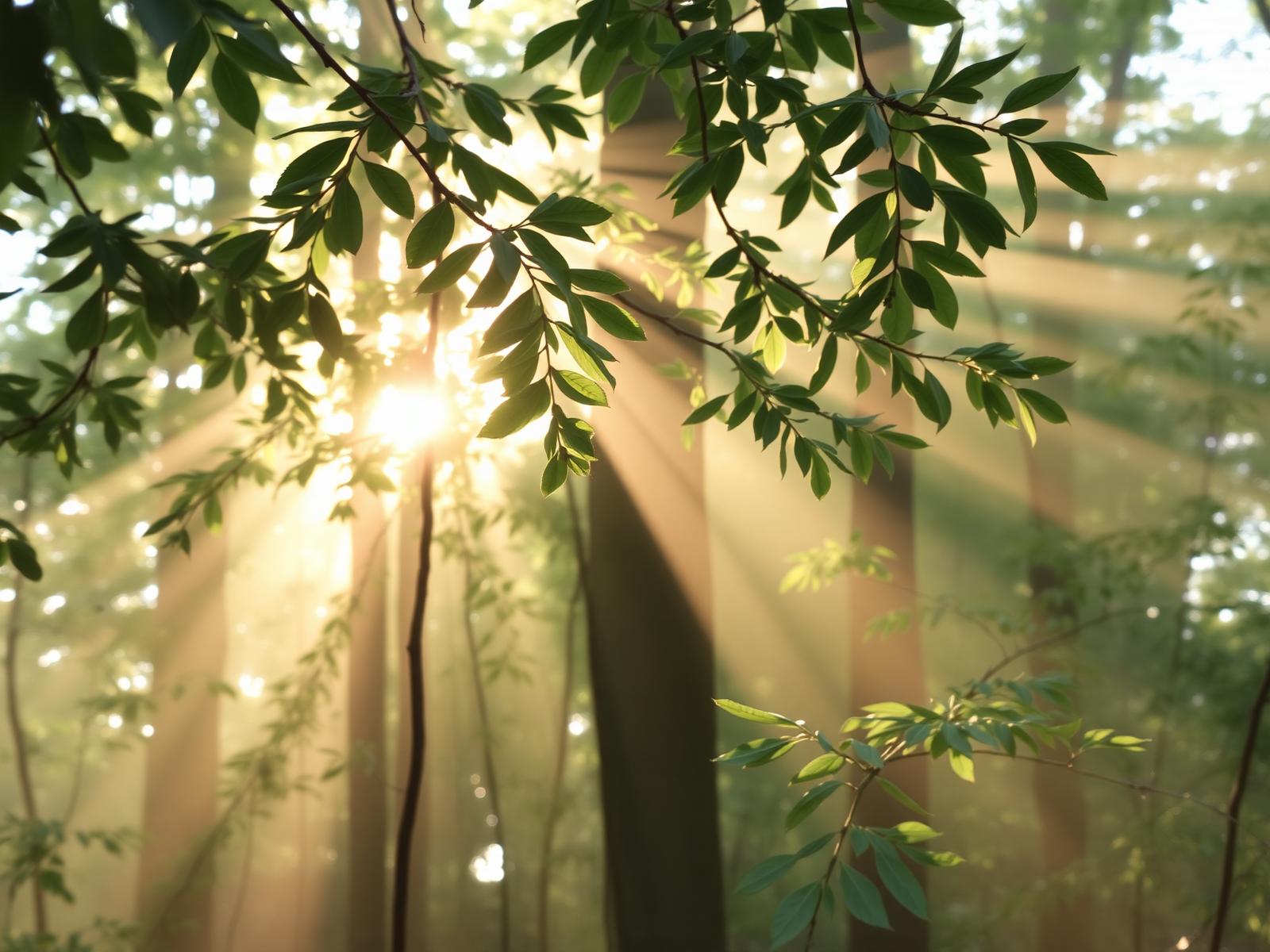 Sunlit forest canopy